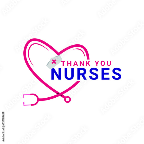 Thank you nurses design template. Happy international nurses day celebrations. Design for banner, greeting cards or print.