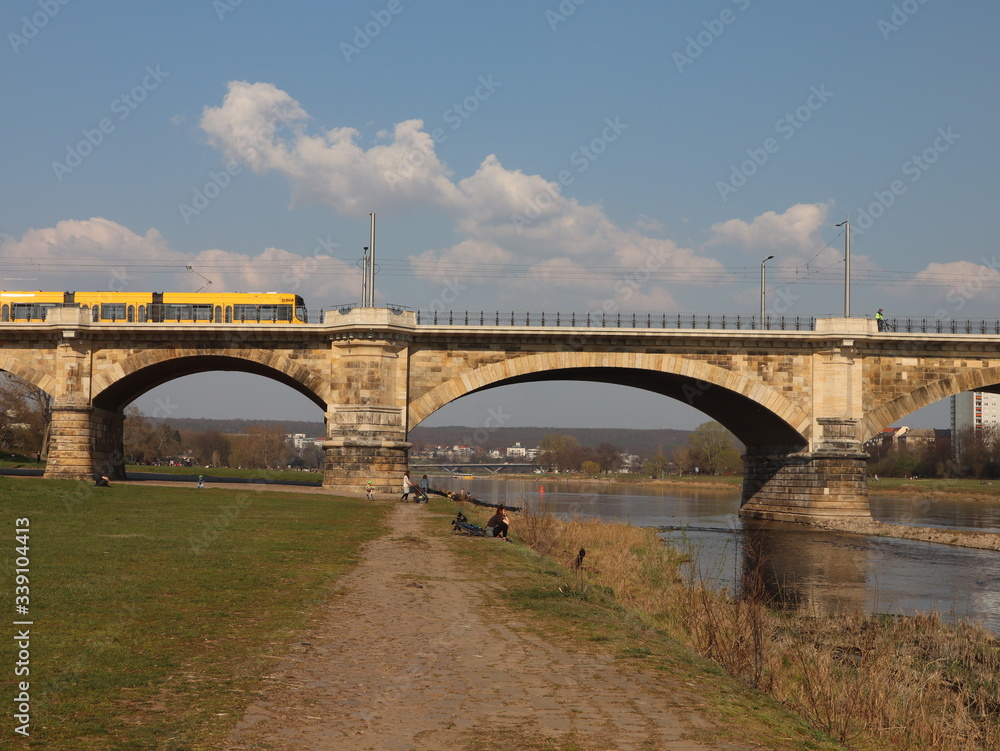 Fototapeta premium Die Albertbrücke in Dresden, Elbbrücke