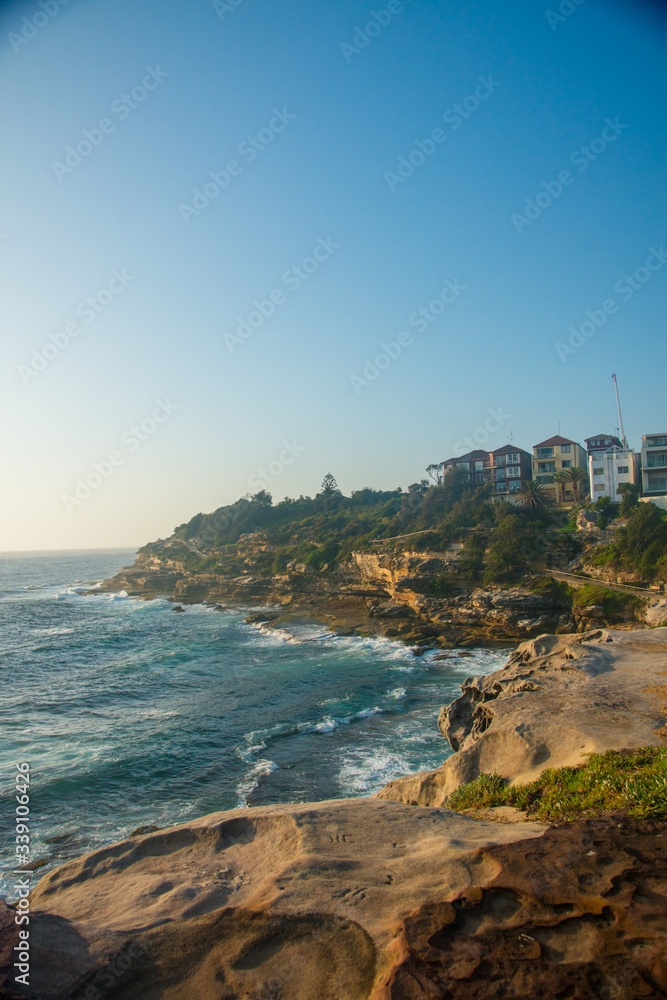 Ocean View of the Bondi Beach in Sydney, NSW, Australia. Australia is a continent located in the south part of the earth. Ocean View of the Bondi Beach in Sydney, NSW, Australia. Australia is a continent located in the south part of the earth.