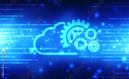 2d illustration of Cloud computing, Cloud Computing Concept, Cloud computing technology internet concept background