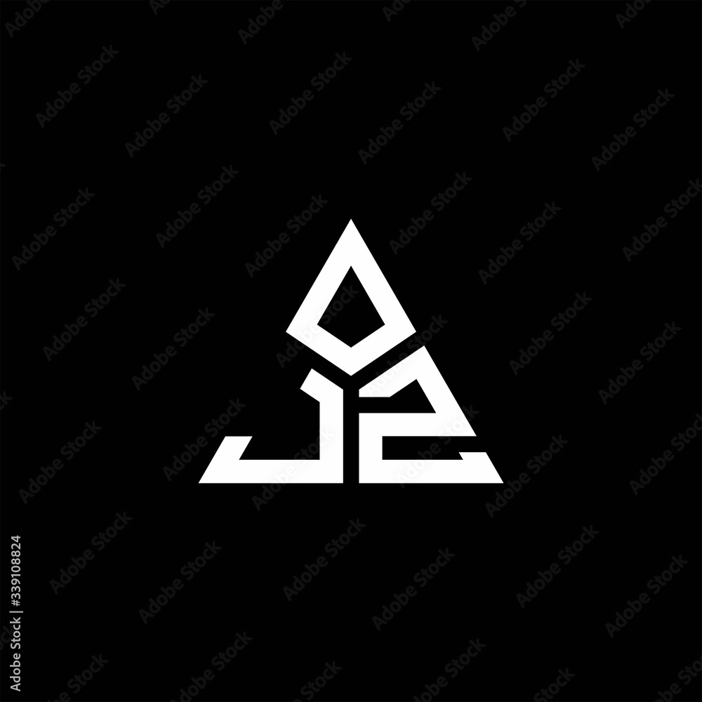 JZ monogram logo with 3 pieces shape isolated on triangle JZ monogram logo with 3 pieces shape isolated on triangle
