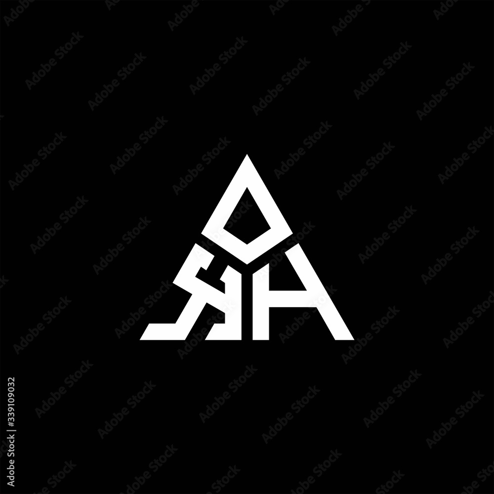 KH monogram logo with 3 pieces shape isolated on triangle KH monogram logo with 3 pieces shape isolated on triangle