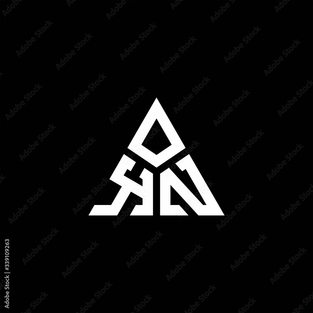 KN monogram logo with 3 pieces shape isolated on triangle KN monogram logo with 3 pieces shape isolated on triangle