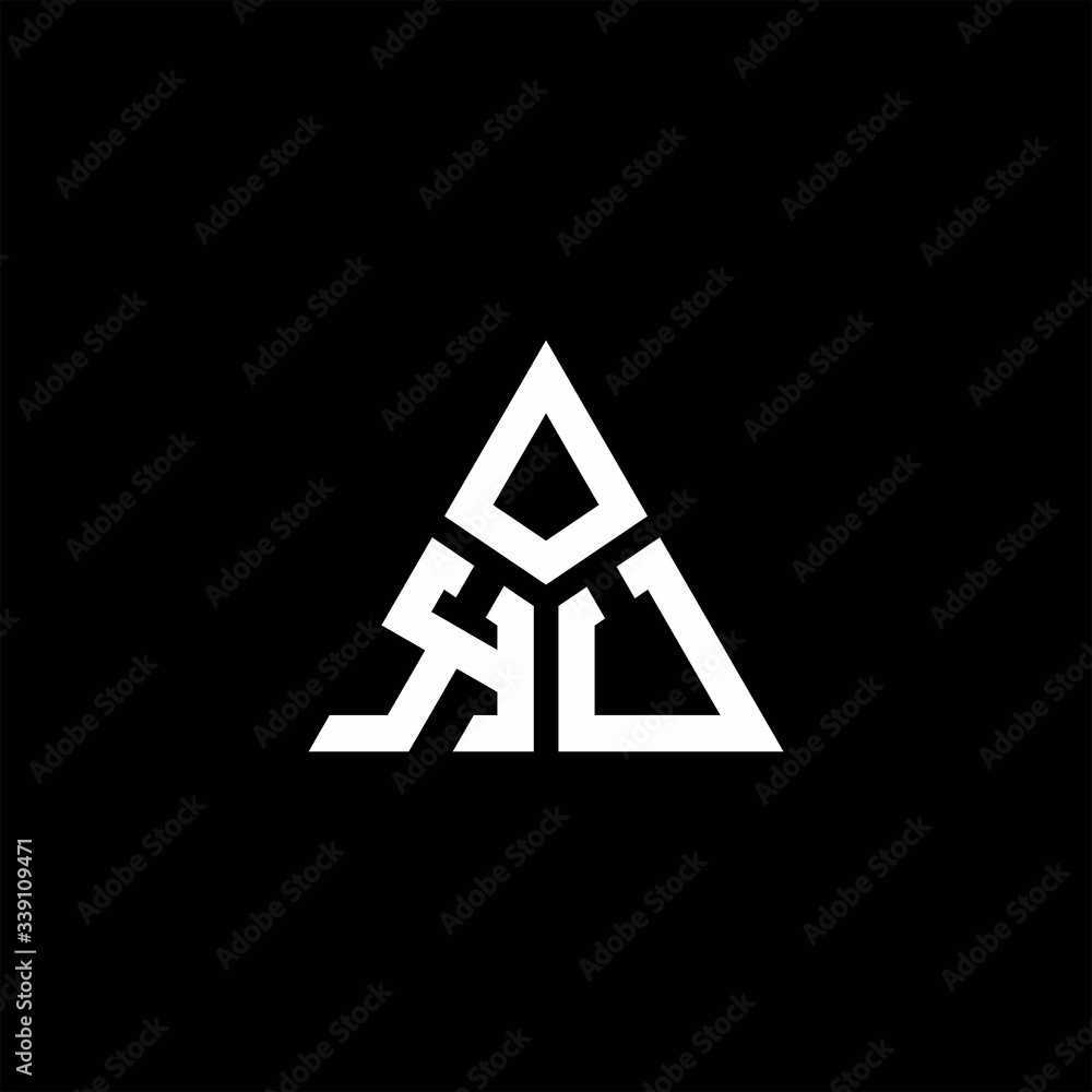 KU monogram logo with 3 pieces shape isolated on triangle KU monogram logo with 3 pieces shape isolated on triangle