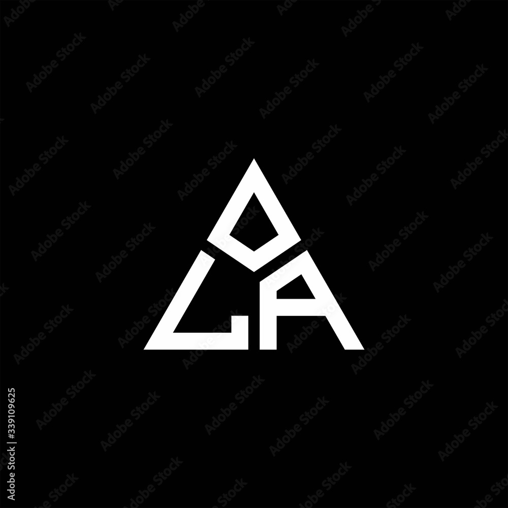 LA monogram logo with 3 pieces shape isolated on triangle