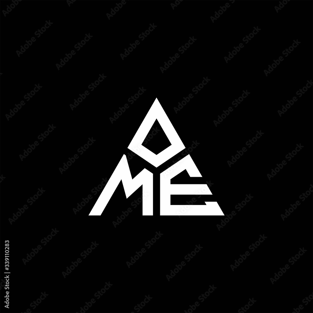 ME monogram logo with 3 pieces shape isolated on triangle ME monogram logo with 3 pieces shape isolated on triangle