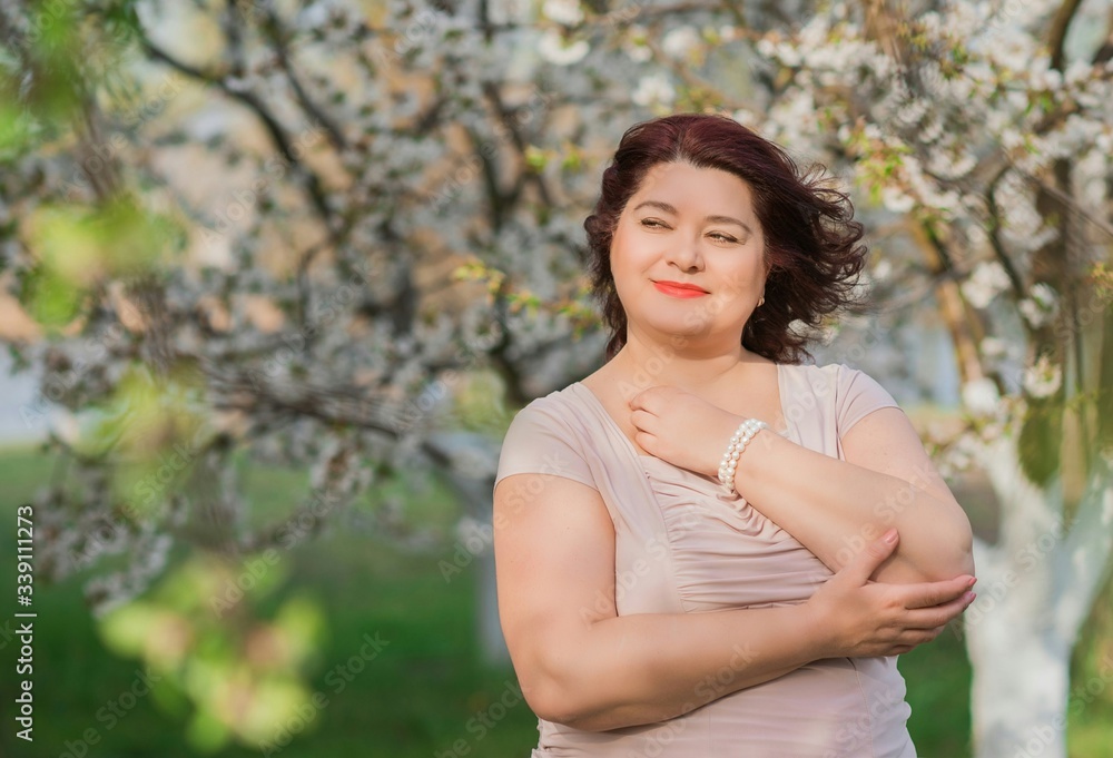 Middle age plus size woman enjoying the life. A mature lady with excess weight, stylishly dressed. Natural beauty Middle age plus size woman enjoying the life. A mature lady with excess weight, stylishly dressed. Natural beauty
