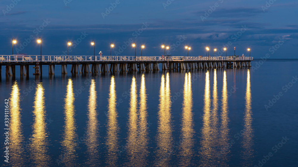 Wooden pier in Gdynia Orlowo in Poland