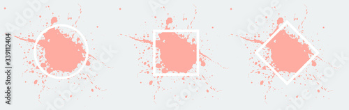 Wallpaper Mural abstract artistic ink pink of stain or splash pink watercolor paint and liquid Ink splash splatter is  pastel line calligraphy of brush stroke isolated on white background with clipping path Torontodigital.ca