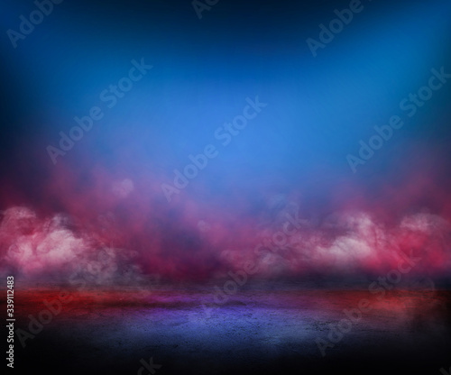 concrete floor and red smoke background © memorystockphoto