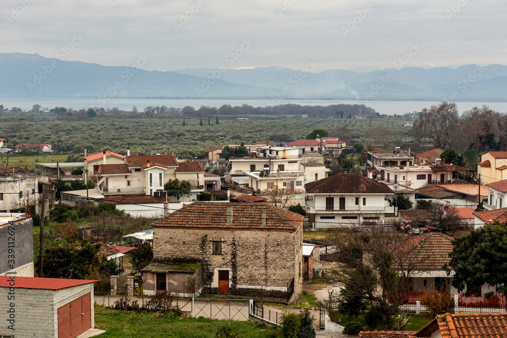 The view from the height to the village Achinos (municipality of Stylida, in Phthiotis, Central Greece)