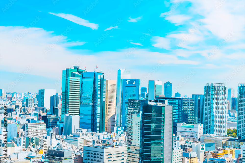 東京の都市風景 アニメ風 Stock Illustration Adobe Stock