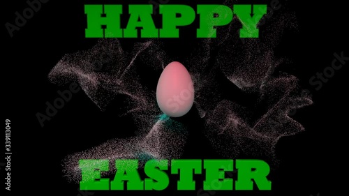 HAPPY EASTER concept in green on a black background