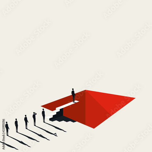 Unemployment crisis due to covid-19, coronavirus vector concept. Line of people walking jump in a hole, job loss symbol.