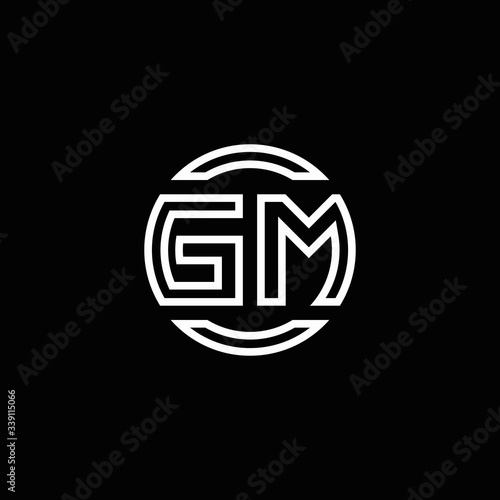 GM logo monogram with negative space circle rounded design template