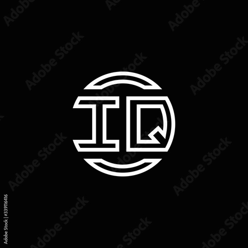 IQ logo monogram with negative space circle rounded design template