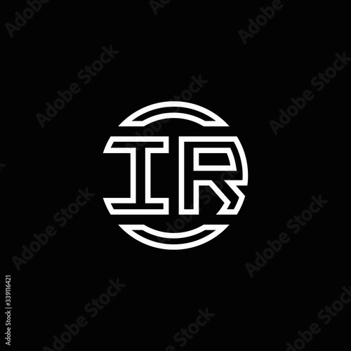 IR logo monogram with negative space circle rounded design template