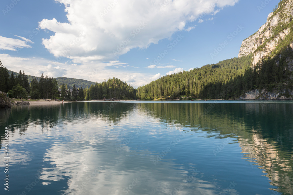 Lago di Braies in the Dolomites, Italy.