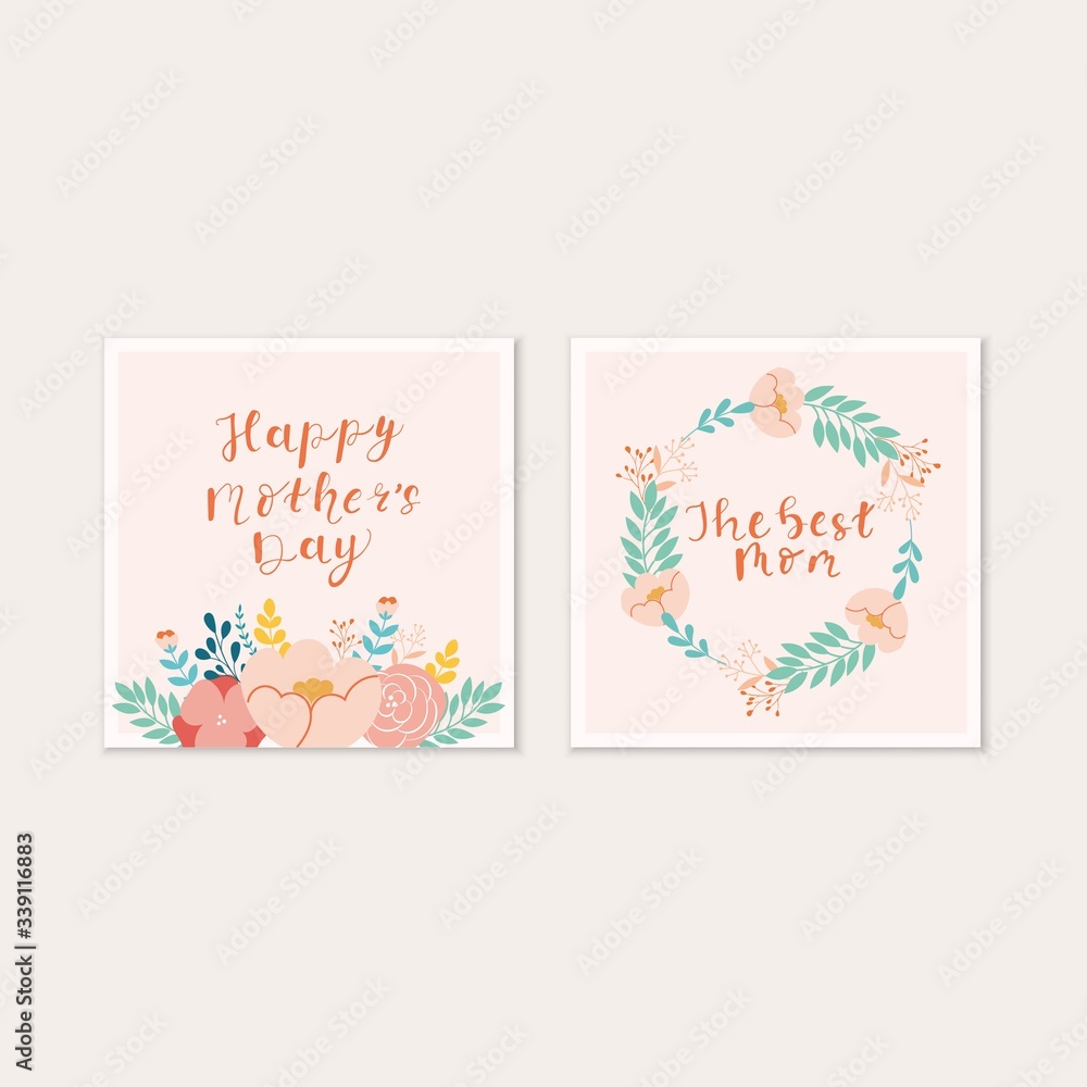 Mother's day invitation card. Botanical invitation template