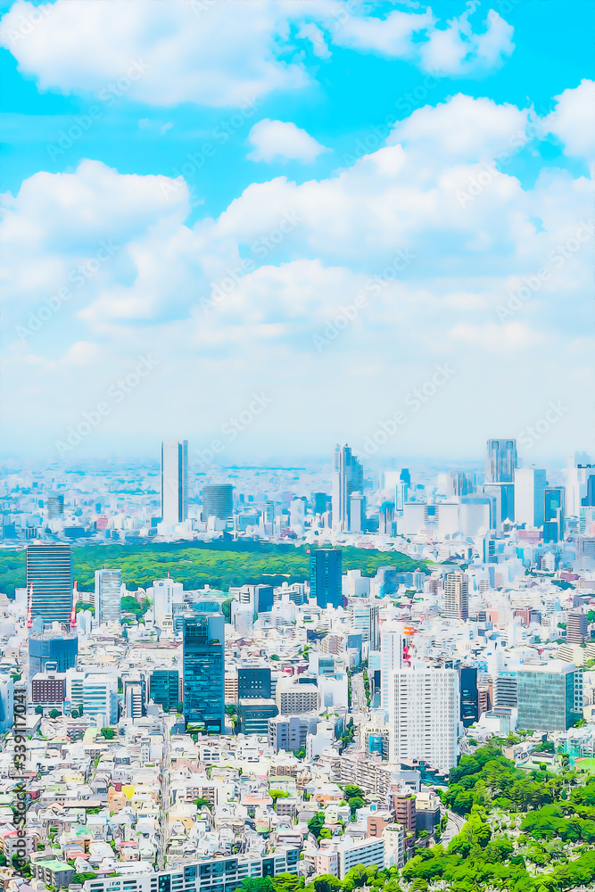 東京の都市風景 アニメ風 Stock Illustration Adobe Stock