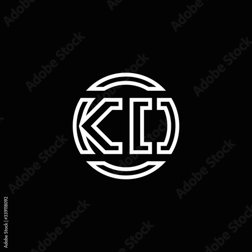KO logo monogram with negative space circle rounded design template