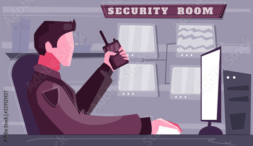Security Room Flat Background