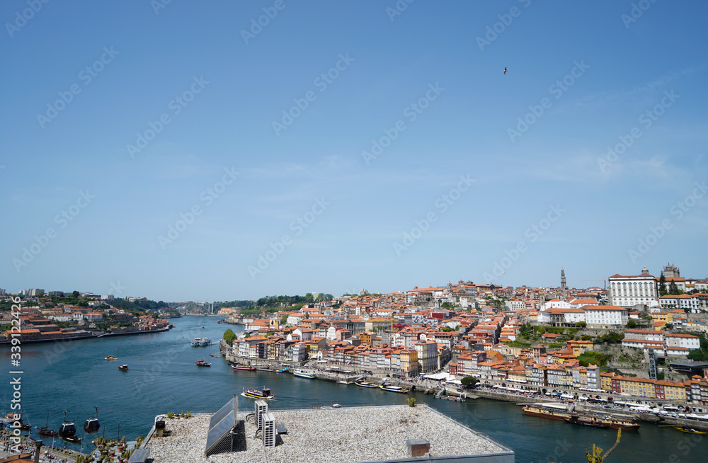 Picture of city from bridge Luis I in Porto.