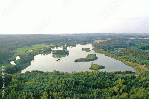 Fototapeta Naklejka Na Ścianę i Meble -  Drone shot from lake in Mazury/Poland.