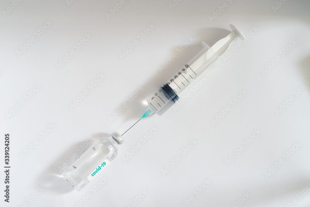 Coronavirus , COVID-19, 2019-nCov novel virus concept. Infection vaccine and syringe. testing for diagnosis.