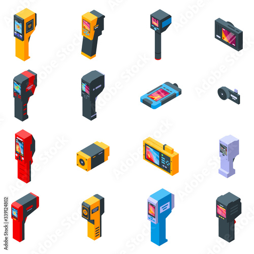 Thermal imager icons set. Isometric set of thermal imager vector icons for web design isolated on white background