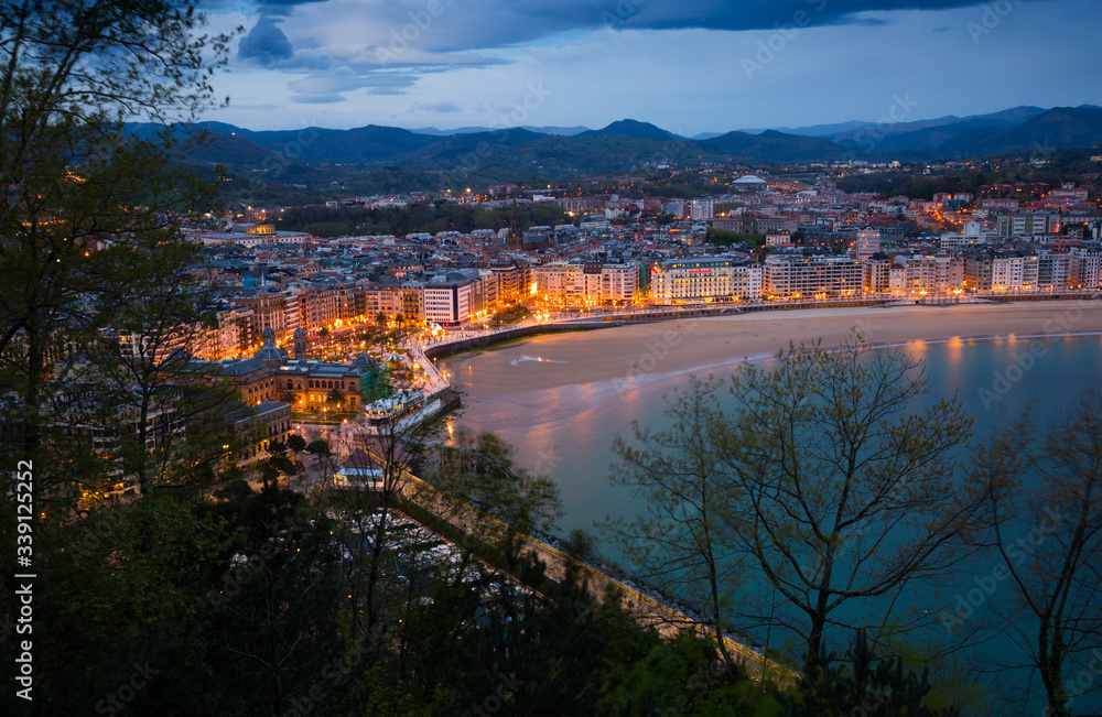 Panorama of  San Sebastian  in  twilight