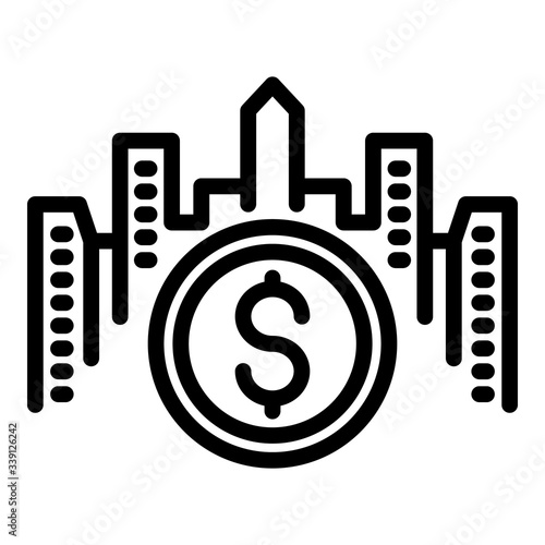 City economic damage icon. Outline city economic damage vector icon for web design isolated on white background
