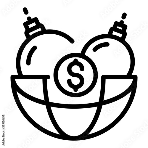 Global economic crisis icon. Outline global economic crisis vector icon for web design isolated on white background