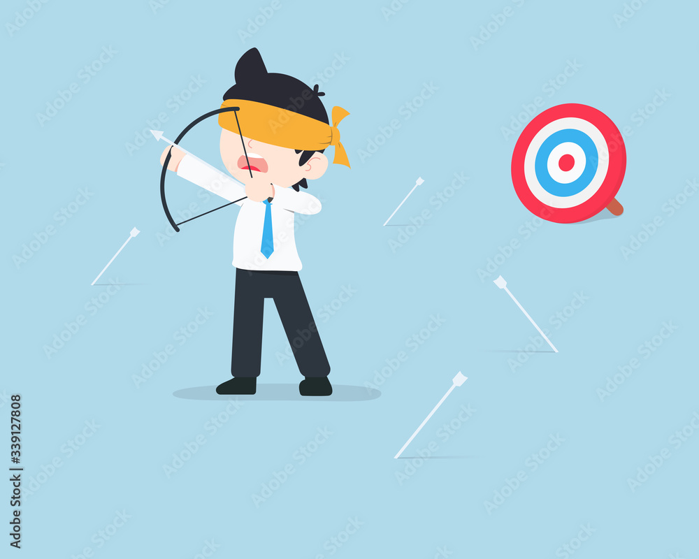 SD Business Man Being blindfolded and the arrow misses the target ...