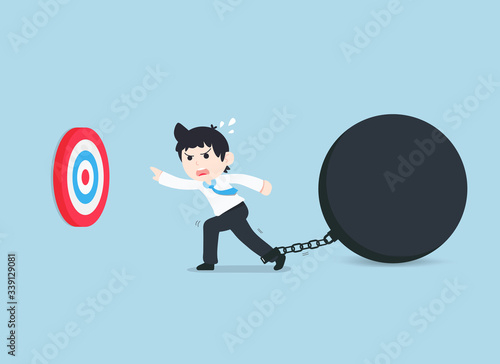 SD Business Man Stuck with problems and obstacles, therefore unable to achieve the goal