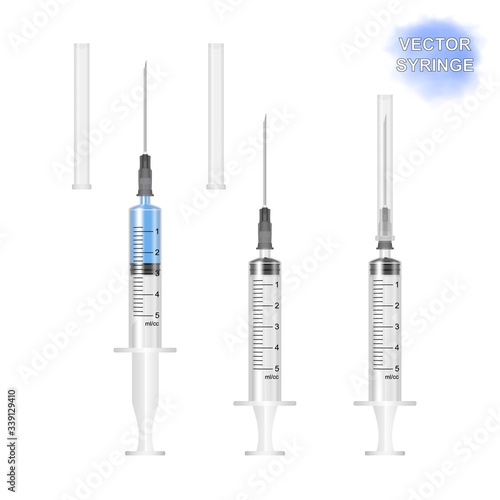 Vector realistic transparent syringe isolated on white. EPS 10