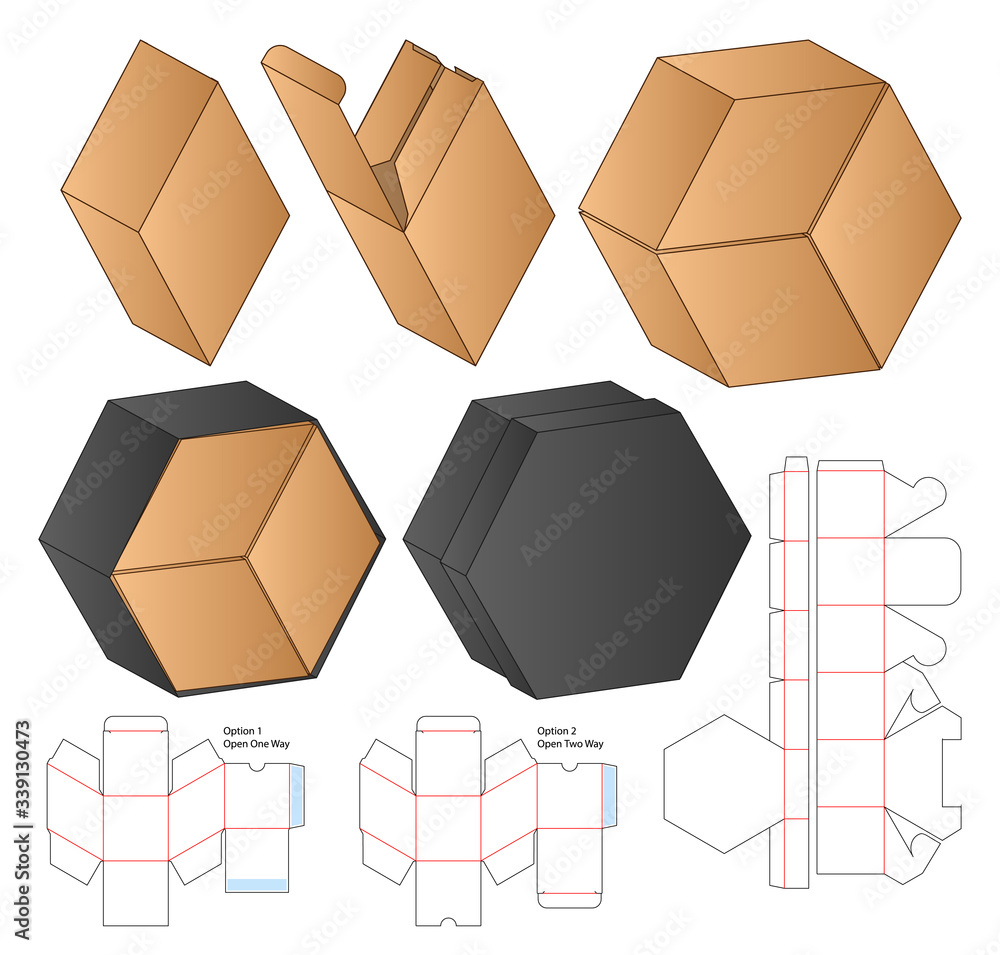 Box packaging die cut template design. 3d mock-up