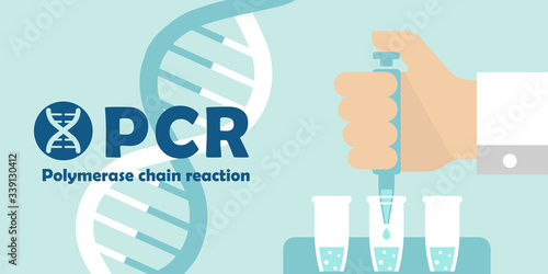 PCR (Polymerase chain reaction) test banner illustration / Novel coronavirus photo