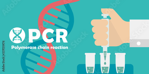 PCR (Polymerase chain reaction) test banner illustration / Novel coronavirus