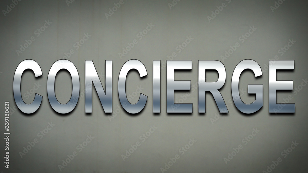Wall sign with metallic letters for CONCIERGE Wall sign with metallic letters for CONCIERGE