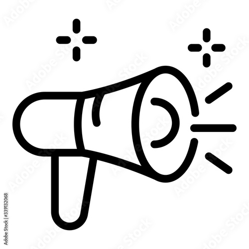 Hoax megaphone icon. Outline hoax megaphone vector icon for web design isolated on white background