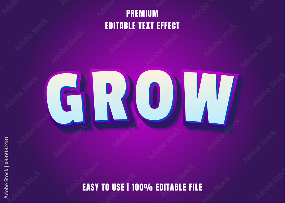 Editable text effect - Grow Silver Blue Font Style Editable text effect - Grow Silver Blue Font Style