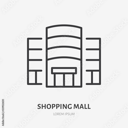 Принти на полотні Mall line icon, vector pictogram of shopping center, store building