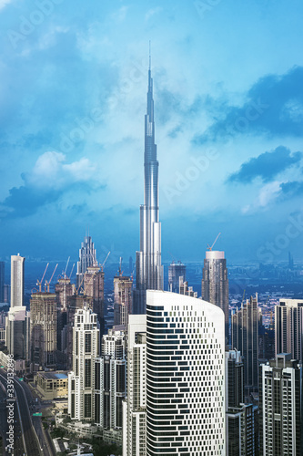 DUBAI - Amazing view on Dubai city center skyline, United Arab Emirates