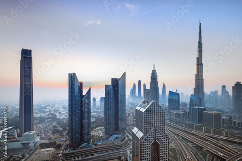 DUBAI - Amazing view on Dubai city center skyline, United Arab Emirates
