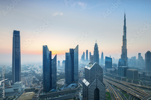 DUBAI - Amazing view on Dubai city center skyline, United Arab Emirates