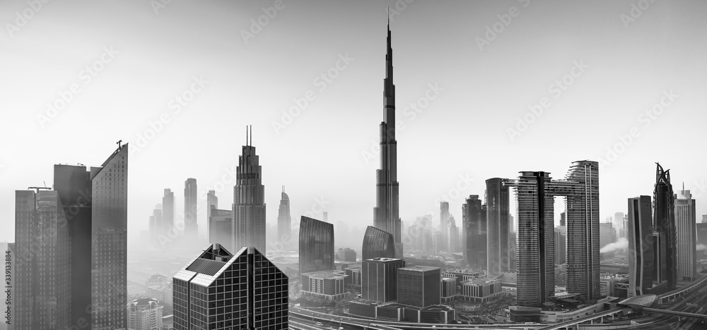 DUBAI - Amazing view on Dubai city center skyline, United Arab Emirates