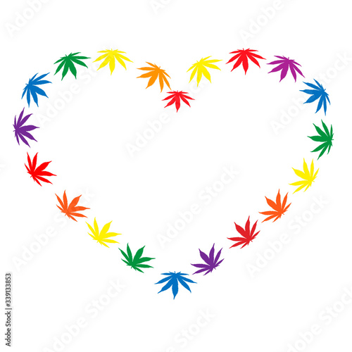 heart made of hemp leaves