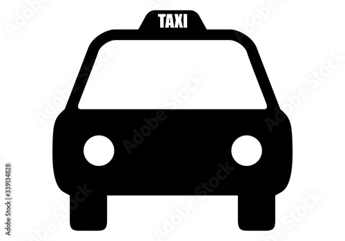 Icono del frontal de un taxi negro.