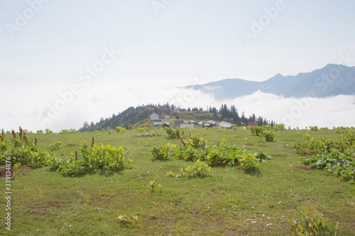 Landscape in Gomis Mta village with the Georgian Mountains, village in Guria province © Khatuna